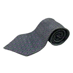 American Traditions Men's 100% Italian Silk NeckTie Green/Navy/Tan Tie 57x4" USA